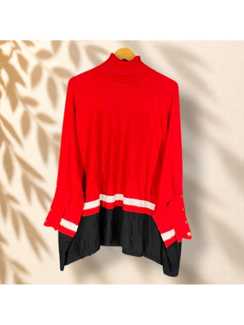 Joseph A. Sweater Pullover Women S Small Red Knit Turtleneck Long Sleeve Soft